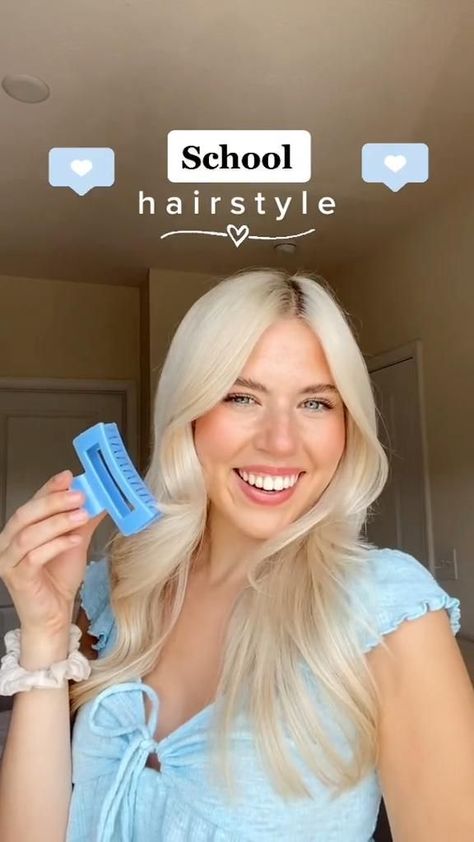 Pin on Tik Tok :) Hairstyle Latina, For Medium Hair Easy Hairstyles, Medium Hair Easy Hairstyles, School Easy Hairstyles, Back To School Hairstyle, 2022 Hairstyles, Cute Hairstyles For School, Hair Curling Tips, School Hair