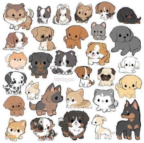 Dog Art Sketch, Sketches Dog, Chibi Dog, Dog Kawaii, Cute Dog Drawing, Cute Dogs Images, Cute Easy Doodles, Kawaii Dog, Cute Kawaii Animals