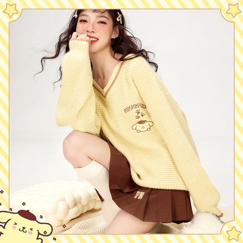 Pompompurin Sanrio Clothes Kawaii Pompompurin, Sanriocore Aesthetic, Cute Pompompurin, Sanrio Clothes, Pompom Purin, Sanrio Cartoon, Autumn Trends, Pretty Yellow, Y2k Baby Tee