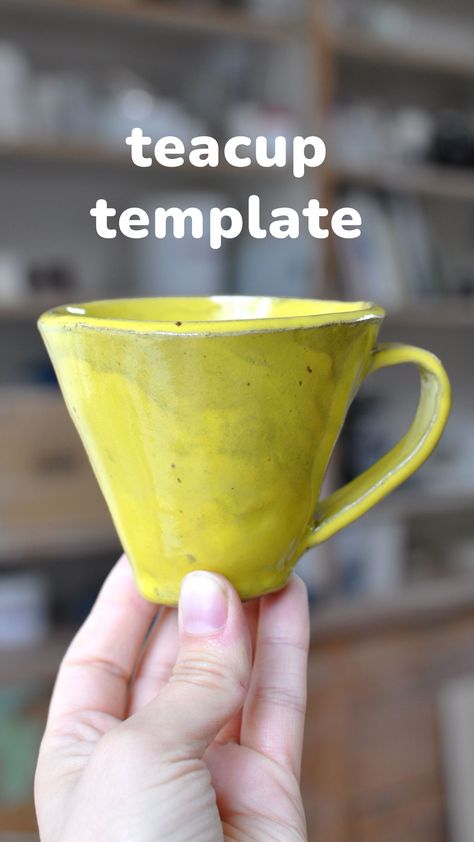 Pottery Templates Free Printable, Teacup Pottery, Teacup Template, Pottery Templates, Pottery Tutorials, Coil Pottery, Slab Ceramics, Beginner Pottery, Mug Crafts