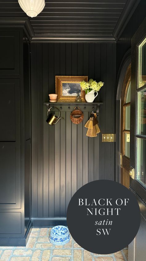 Paint Tour: All the Paint Colors in My Home (Plus the Sheens) | We're the Whites Sw Black Of Night, Sherwin Williams Black Of Night, Black Paint Colors For Bedroom, Green Black Paint Color, Sw Black Paint Colors, Black Green Paint Colors, Best Black Paint Color, Warm Black Paint Color, Black Paint Colors