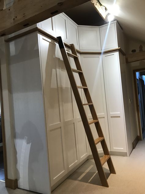 Wardrobe With Ladder, Victorian Laundry Room, Bed Library, Victorian Laundry, Walk Closet, Library Ladders, Wardrobe Rail, Library Ladder, Wardrobe Designs