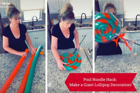 Hristmas Crafts, Elf Themed Christmas Party, School Bag Storage, Lollipops Diy, Lollipop Decorations, Giant Lollipops, Pool Noodle Crafts, Candy Land Birthday Party, Christmas Lollipops