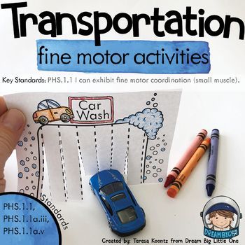 Transportation Activities for Fine Motor Skills  Preschool & Kindergarten Play Doh Activity, Activities For Fine Motor Skills, Kindergarten Transportation, Motor Skills Preschool, Transportation Preschool Activities, Transportation Theme Preschool, Preschool Fine Motor Skills, Transportation Unit, Transportation Activities