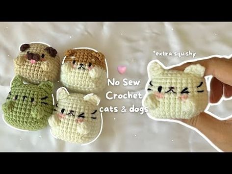 No Sew Crochet Cat Pattern, Crochet Amigurumi Dog, Cotton Crochet Patterns, No Sew Crochet, Crochet Toys Free Patterns, Crochet Cat Pattern, Crochet Keychain Pattern, Pola Amigurumi, Crochet Baby Toys