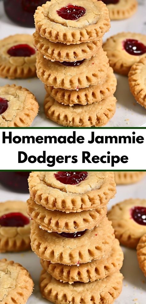 "Looking for classic cookie recipes? Try this Homemade Jammie Dodgers Recipe! Easy to make and perfect for dessert ideas, these cookies are a delightful treat. Jammy Dodgers Recipe, Jammie Dodgers, Jammy Dodgers, Classic Cookies Recipes, Filled Cookies, Buttery Cookies, Daily Recipes, Yummy Chicken Recipes, Cut Out Cookies