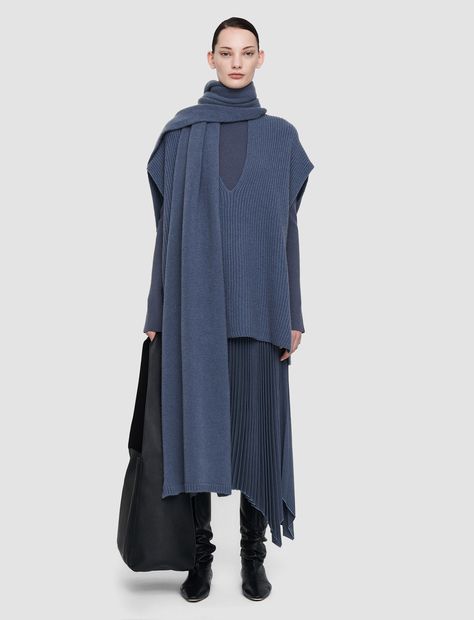 Luxe Cashmere Scarf in Blue | JOSEPH UK Joseph Clothing, Joseph Fashion, Cashmere Hat, Autumn 2023, Large Scarf, Luxury Clothing, Cashmere Scarf, Minimal Fashion, Luxury Outfits