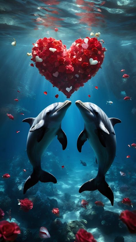 Dolphin Images, Dolphin Photos, Heart Iphone Wallpaper, Digital Art Gallery, Free Iphone Wallpaper, Iphone Wallpaper Photos, Beautiful Ocean, Animal Wallpaper, Love Wallpaper