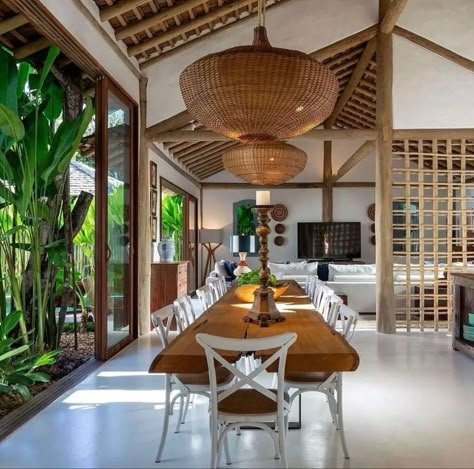 Bali Style Home, Tropical House Design, Room Decoration Ideas, Bali House, Open Plan Living Room, Tropical House, Tropical Houses, Dream House Interior, Living Room Decoration