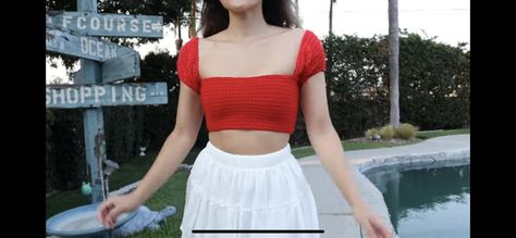 Milkmaid Top, Crochet Short, Short Tops, Red And White, Crop Tops, Crochet, Red, Women's Top, White