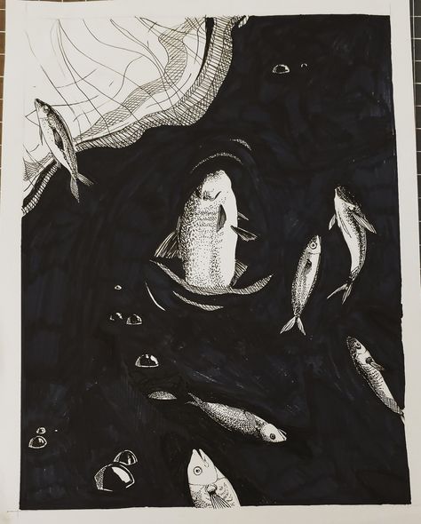 Dead Fish Page Dead Fish Drawing, Environmental Poster, Aged Art, Drawing Dead, Environmental Posters, Ocean Illustration, Sea Illustration, Dead Fish, Art Fish