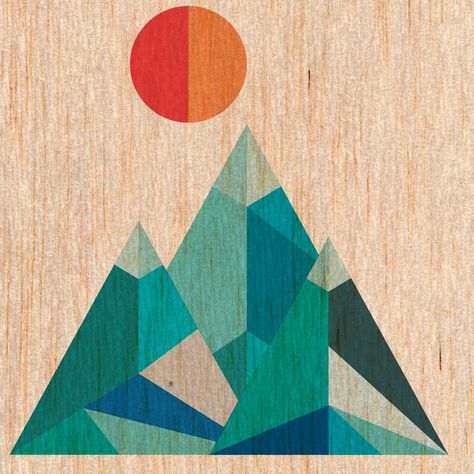 Geometric Mountain Tattoo, Tattoos Mandala, Geometric Mountain, Mountain Illustration, Mountain Tattoo, Watercolor Mountains, Mountain Designs, Barn Quilt, Mountain Art