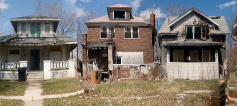 An amazing panoramic photo of a street of abandoned houses in Detroit.   Above is a small piece of an amazing panoramic photo of a street of abandoned houses in Detroit.  Last week I read in the morning paper about a street here where 60 out of 66 homes were vacant or abandoned on a single block. Abandoned Neighborhood, Bad Neighborhood, Abandoned Detroit, Old Neighborhood, Abandoned Train Station, Da Hood, Abandoned Property, Abandoned Train, Panoramic Photo