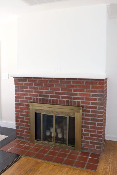 painting our red brick fireplace white, diy, fireplaces mantels, living room ideas, painting Brick Fireplace White, Red Brick Fireplace, Red Brick Tiles, White Wash Brick Fireplace, Fireplace White, Diy Fireplace Mantel, Brick Fireplaces, Red Brick Fireplaces, White Brick Fireplace