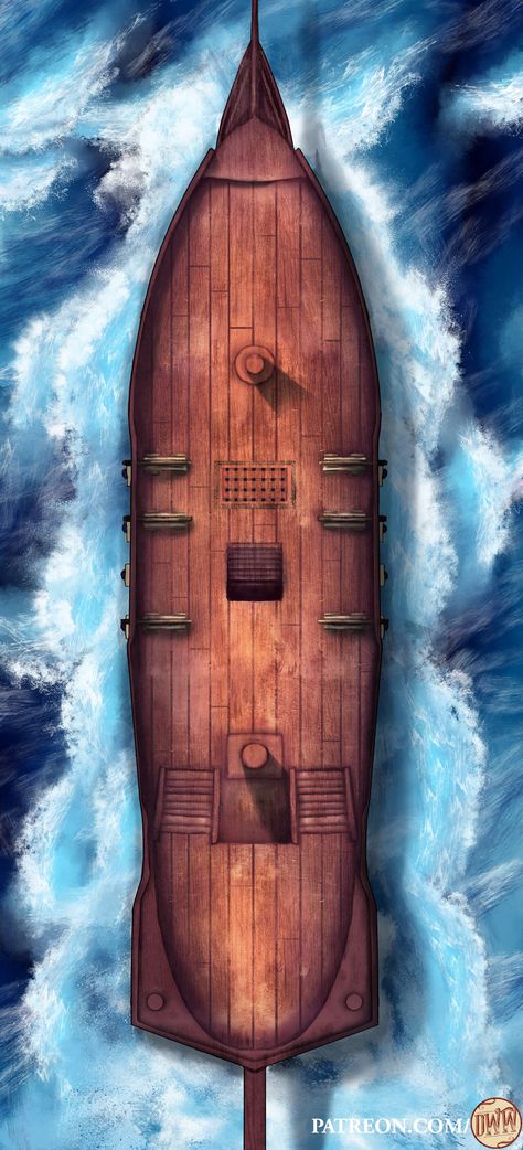 Boat that sinks to the bottom of an ocean in phases 5e Ship Battlemap, Dnd Ship, Dnd Ship Map, Ship Battlemap Dnd, Dnd Ship Battle Map, Dnd Pirate Ship Battle Map, Pirate Ship Dnd Map, Dnd Boat Battle Map, D&d Ship Battlemap