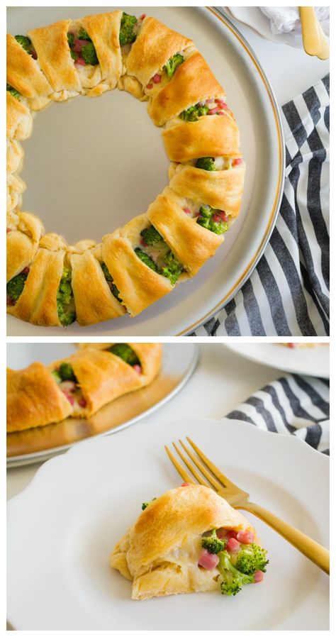 Ham and Broccoli Ring - Eighteen25 Ham And Broccoli, Ham Broccoli, Leftover Ham Recipes, Pillsbury Recipes, Crescent Roll Recipes, Great Appetizers, Broccoli And Cheese, Perfect Appetizers, Family Favorite Meals