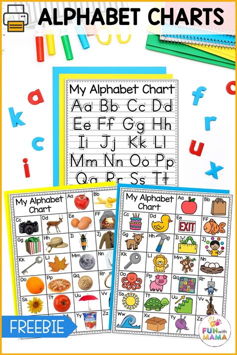 Abc Order Anchor Chart, Abc Charts, Free Printable Abc Letters, Printable Abc Letters, Alphabet Letter Activities, Abc Chart, Alphabet Chart, Alphabet Sounds, Abc Printables