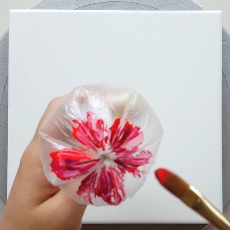 Abstract Painting Diy, Acrylic Flower Painting, Art Of Painting, Painting Flowers Tutorial, Balloon Painting, Abstract Art Painting Techniques, Farmhouse Vintage, Bag Flower, Flower Arrangements Simple