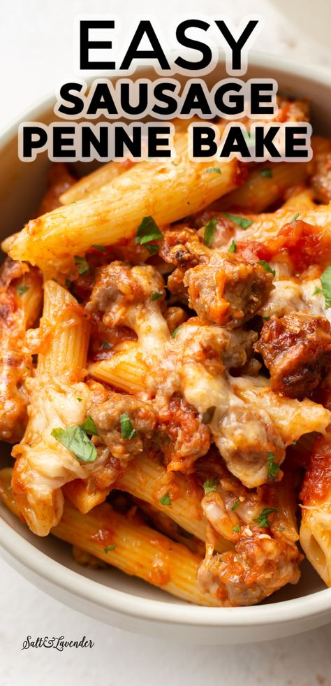 Cheap Italian Sausage Recipes, Ideas For Italian Sausage Dinners, Sausage And Marinara Recipes, Italian Sausage Supper Ideas, Sausage Pasta Sauce Recipes, Sausage Noodle Bake, Easy Meals With Italian Sausage, Italian Sausage And Marinara Sauce, Mild Ground Italian Sausage Recipes