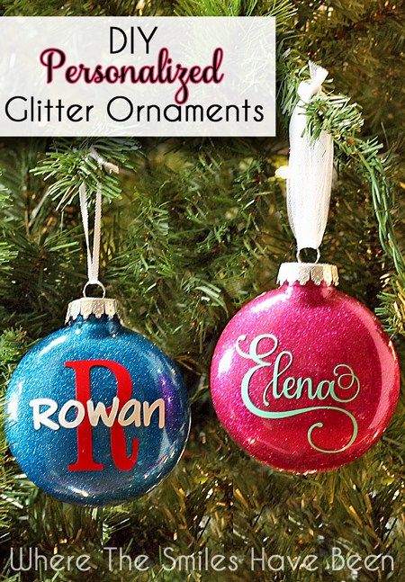 These are so easy to make, and they're great inexpensive gift ideas!  DIY Personalized Glitter Ornaments | Where The Smiles Have Been Inexpensive Diy Gifts, Glitter Ornaments Diy, Glitter Ornaments, Glitter Diy, Christmas Ornaments Homemade, Christmas Ornaments To Make, Glitter Christmas, Xmas Ornaments, Homemade Christmas