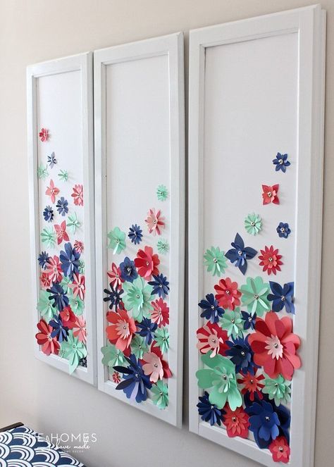 Fun Crafting Project: With a stack of colorful cardstock (and a scissors or e-cutter!) you can make inexpensive, easy, and eye-popping flower artwork for anywhere in your home! Diy Crafts Vintage, Dance Crafts, Cardstock Crafts, Box Frame Art, Paper Flower Art, Easy Paper Flowers, Paper Wreath, Paper Flower Crafts, Paper Flower Backdrop