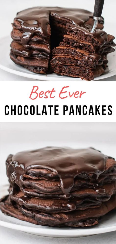 Chocolate Raspberry Pancakes, Pancakes With Filling, Triple Chocolate Pancakes, Ways To Make Pancakes, Chocolate Filled Pancakes, Coffee Cake Pancakes, Eggs And Pancakes Breakfast, Food Ideas Breakfast Easy, Strawberry Chocolate Pancakes