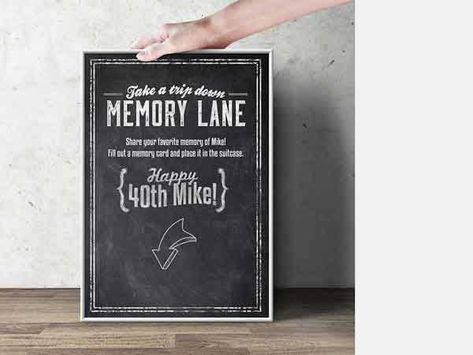 take a trip down memory lane 80th birthday party sign Surprise Birthday Party, Memory Jar, Dirty Thirty, Vip Pass, 70th Birthday Parties, 80th Birthday Party, 60th Birthday Party, 30th Birthday Parties, Birthday Surprise Party