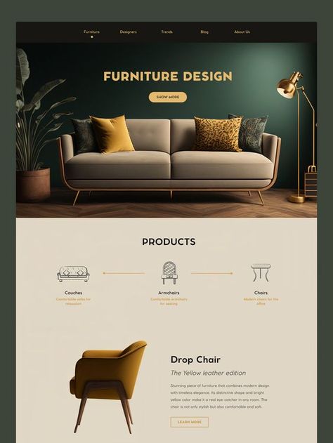 Website design Luxury Furniture Website Design, Website Modern Design, Graphic Design Furniture, Furniture Website Design Inspiration, Landing Design Ideas, Ig Trends, Interior Website Design, Furniture Web Design, Furniture Graphic Design