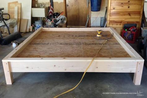 Make Bed Frame, Build A Bed Frame, Homemade Bed Frame, Headboard Plans, Build Bed Frame, King Size Bed Frame Diy, Diy Platform Bed Frame, Build A Bed, Making A Bed Frame