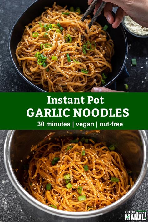 Easy Garlic Noodles, Garlic Noodles Recipe, Prank Ideas, Vegan Instant Pot Recipes, Pot Noodle, Vegetarian Instant Pot, Pantry Ingredients, Garlic Noodles, One Pot Dishes