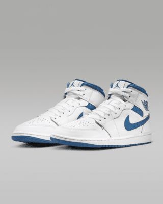 Air Jordan 1 Mid SE Men's Shoes Blue And White Air Jordans, Jordan 1 Blue And White, Grey Blue Air Jordan 1 Mid, Jordan 1 Aluminum Blue, Air Jordan 1 Mid White Racer Blue, Air Jordan 1 Mid Blue, Staple Sneakers, Industrial Blue, Air Jordan 1 Mid Se