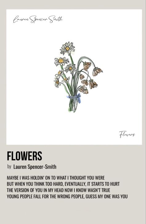 Flowers By Lauren Spencer Smith, Flowers Lauren Spencer Smith, Lauren Spencer Smith Lyrics Wallpaper, Lauren Spencer Smith Flowers, Lauren Spencer Smith Aesthetic, Lauren Spencer Smith, Lauren Smith, Music Flower, Spencer Smith