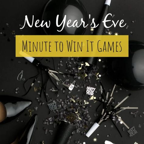 Looking for fun ways to count down the hours until midnight?! These fun New Year's Eve Minute to Win It Games are perfect for the whole family and will have everything laughing and having a great time together as you finish out the year. #newyears #newyearseve #partygames Minute To Win It New Year’s Eve, New Year's Eve Minute To Win It Games, New Years Eve Minute To Win It, Nye Hourly Activities, New Year’s Eve Minute To Win It, New Years Minute To Win It, Minute To Win It Games For New Years Eve, Nye Minute To Win It Games, Minute To Win It New Years Eve Games