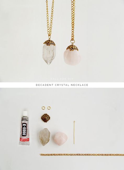 Fall For DIY Decadent Crystal Necklace - make any stone or other object into a cute pendant with a beadcap and an eyepin: Crystal Necklace Diy, Pigeon Hole, Homemade Jewelry, Diy Schmuck, Make Yourself, Bijoux Diy, Jewelry Diy, Jewelry Projects, Diy Necklace