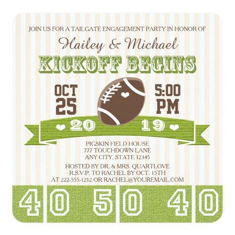 FOOTBALL TAILGATE ENGAGEMENT PARTY INVITATION ENGAGEMENT#PARTY#INVITATION#Shop Engagement Party Dinner, Engagement Party Cards, Couples Baby Shower Invitations, Football Tailgate, Couples Baby Showers, Football Theme, Sports Wedding, Couples Shower Invitations, Engagement Invitations