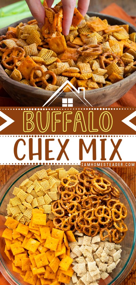 Chex Mix Ingredients, Ranch Chex Mix, Ranch Pretzels, Spicy Crackers, Chex Recipes, Baked Buffalo Wings, Cheesy Crackers, Tortilla Pinwheels, Cheesy Fries