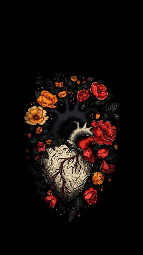 Gothic Art Wallpaper, Anatomical Heart Art, Iphone Wallpaper Hd, Medical Wallpaper, Gothic Wallpaper, Heart Iphone Wallpaper, Witchy Wallpaper, Sunflower Wallpaper, Pop Art Wallpaper