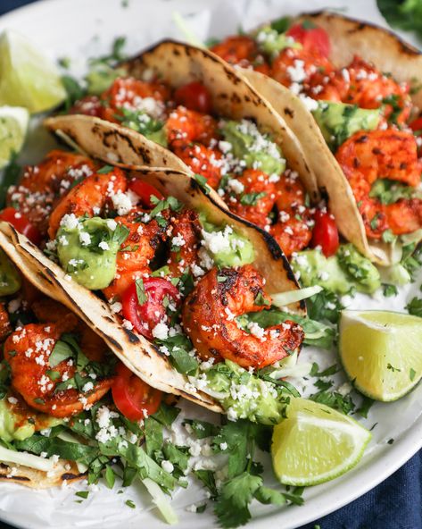 Sides For Shrimp Tacos, Jalapeno Crema, Sides For Shrimp, Lime Shrimp Tacos, Kalefornia Kravings, Tacos With Avocado, Best Sides, Chili Lime Shrimp, Shrimp Taco Recipes