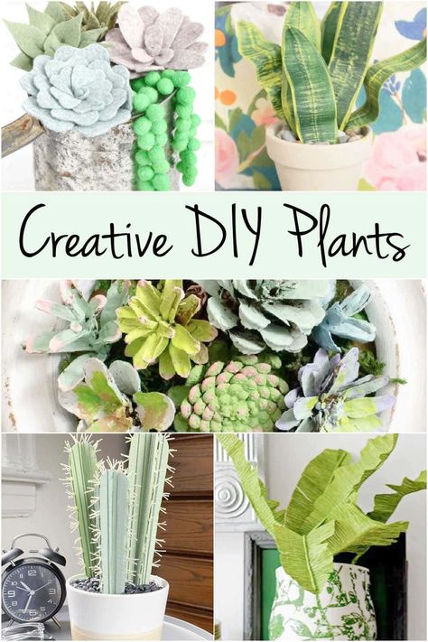 Love the idea of real plants but you can't keep them alive? Or they're not realistic in your home full of young children or curious pets? Then, these DIY and upcycling ideas for fake plants might be *EXACTLY* what you've been looking for. Diy Plant Decor Crafts, Diy Faux Plants, Diy Fake Plants, Speakeasy Party, Thrifted Decor, Felt Succulents, Fake Plants Decor, Plant Crafts, Amazing Crafts