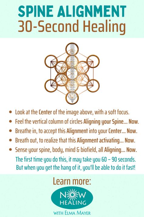 Well, OK, maybe not quite instant. But 30 seconds! Try it now. Follow the easy instructions on the image, and you'll experience a vast healing Alignment for your body, mind, spirit – and spine! Learn more – and get lots more instant healing... Body Chart, Massage Therapy Business, Spine Alignment, Intuitive Healing, Morning Routine Checklist, Healing Spirituality, Energy Healing Spirituality, Healing Touch, Soul Healing