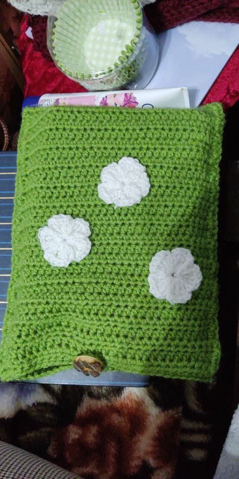 Green crochet bookcase with white flowers Crochet Bookcase, Crochet Book, Green Crochet, Crochet Books, Book Case, White Flowers, Crochet Blanket, Bookcase, Crochet