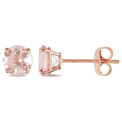 Rose Gold Stud Earrings, Morganite Earrings, Pink Stud Earrings, Rose Gold Earrings Studs, Rose Gold Morganite, Rose Gold Studs, Gem Earrings, Solitaire Earrings, Halo Earrings Studs