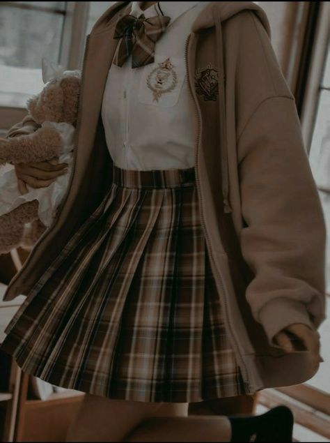 School Uniform Aesthetic Girl, Character Vibes, E Girl Outfits, School Uniform Fashion, School Uniform Outfits, Beige Outfit, Kawaii Fashion Outfits, Uniform Fashion, School Uniforms