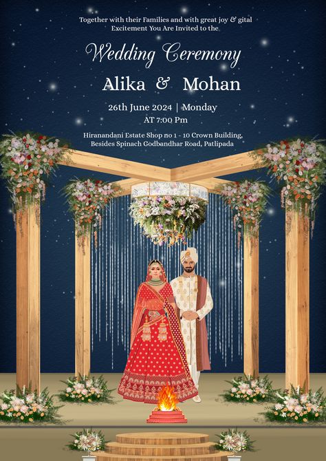 wedding invitation templates Wedding Mandap Illustration, Elegant Invitation Card, Ceremony Invitation Card, Indian Invitation Cards, Digital Invitations Design, Wedding Ceremony Invitations, Digital Wedding Invitations Templates, Brothers Wedding, Marriage Invitation