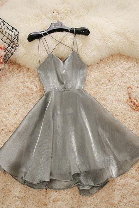 19de10adbaa1b2ee13f77f679fa1483adesc52876099ri Simple Hoco Dresses, Silver Homecoming Dress, Simple Homecoming Dresses, Homecoming Dress Short, Cute Homecoming Dresses, Mode Boho, Short Prom Dress, Homecoming Dresses Short, Hoco Dresses