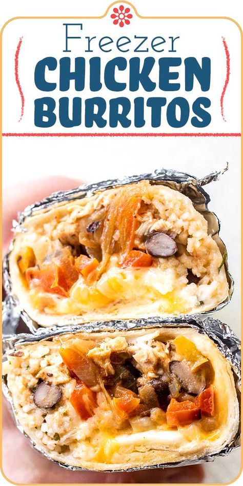 Chicken Freezer Burritos are your answer to a quick, family-friendly weeknight meal! They're easy to make and delicious (when reheated correctly!). Here's everything you need to know about how to make freezer burritos you'll actually want to eat! #freezerburritos #chickenburrito #cookfromyourfreezer #simplyrecipes Freezer Burritos, Chicken Freezer, Frozen Burritos, Prep Food, Freezer Meal Prep, Burritos Recipe, Cassava Flour, Chicken Burritos, Freezer Cooking