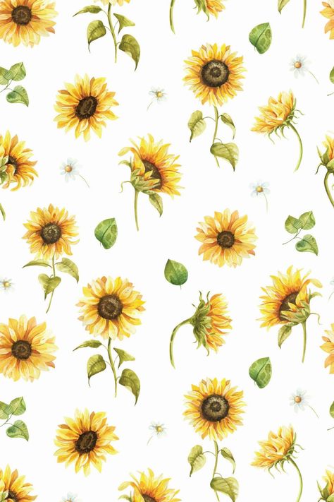 This bright yellow and white sunflower wallpaper pattern is the perfect way to beautifully make a statement in your bedroom. Though the pattern and colors are powerful on their own, they can be balanced seamlessly with neutrals or deep shades in the rest of the room – giving you versatility in how you design the space (or the ability to seamlessly add this wallpaper into your already-existing design). Floral wallpaper designs have been a top trend as of late, thanks to their vintage-inspired sty White Sunflower Wallpaper, Bee Wallpaper, Sunflower Background, Vintage Floral Wall Art, Mountain Wall Mural, Sunflower Illustration, Nice Tattoos, Country Backgrounds, Wall Makeover