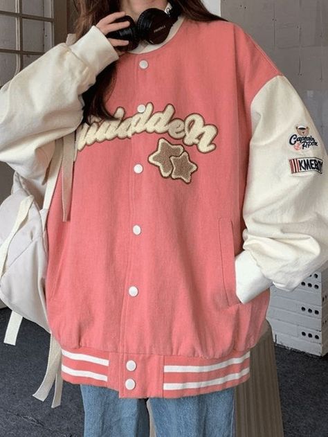 2023 Buy Vintage Embroidery Varsity Jacket under US$32 in Jackets Online Store. Free Shipping with US$69+. Check reviews and buy it today. Style: Casual, Street Color: Blue/Pink Fabric Content: Polyester, Cotton Fit Type: Loose fit Neckline: Stand Collar Sleeve Length: Long Sleeve #90s #90sfashion #vintage #vintagestyle #backtoschool #backtoschooloutfits #firstdayofschooloutfit #fall #fallfashion #winter #streetstyle #outfits #ootd #trendyoutfits #fashionista #casualoutfits #longsleeve Picture Day Outfit Highschool, Outfits Highschool, Maxi Blazer, Picture Day Outfits, Pink Color Combination, Long Sleeve Design, Baseball Varsity Jacket, New Years Sales, Vintage Embroidery