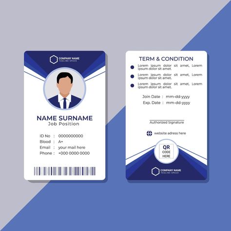 Modern corporate clean minimalist company employee business id card template Employee Id Card, Corporate Id, Editable Resume, Id Card Template, Logo Banners, Cityscape Photos, Background Banner, Text Effects, Flower Frame