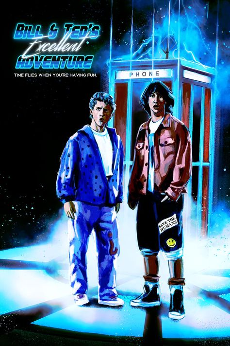 Bill And Teds Excellent Adventure Poster, Bill And Ted Poster, Bill And Ted Excellent Adventure, Keanu Reeves Young, 1980s Aesthetic, 80s Movie Posters, Movie Poster Frames, Alex Winter, Adventure Movie